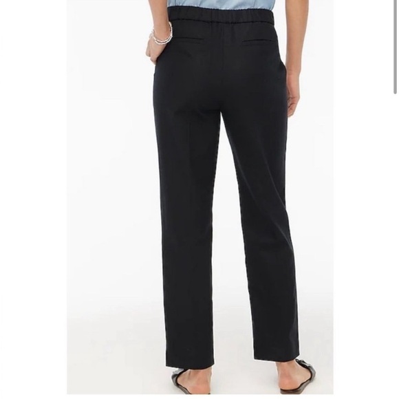 NWT J Crew Factory Linen-Cotton Blend Elastic-back Sailor Pant Black 6P Petite - Picture 3 of 5